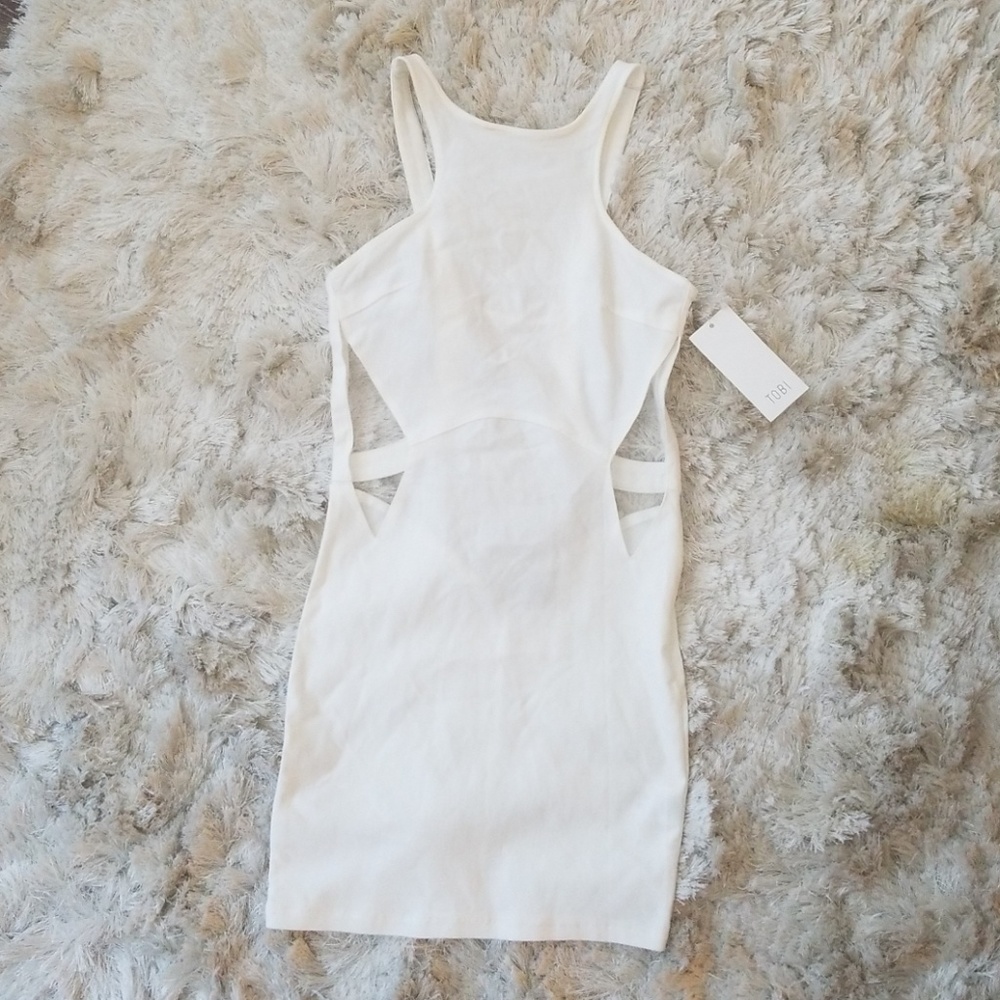 Bodicon white cutout mini dress